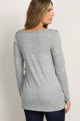 PinkBlush Heather Grey Ruffle Trim Maternity Nursing Wrap Top