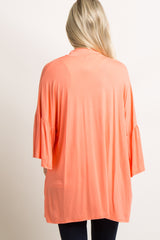 Coral Solid Bell Sleeve Maternity Cardigan