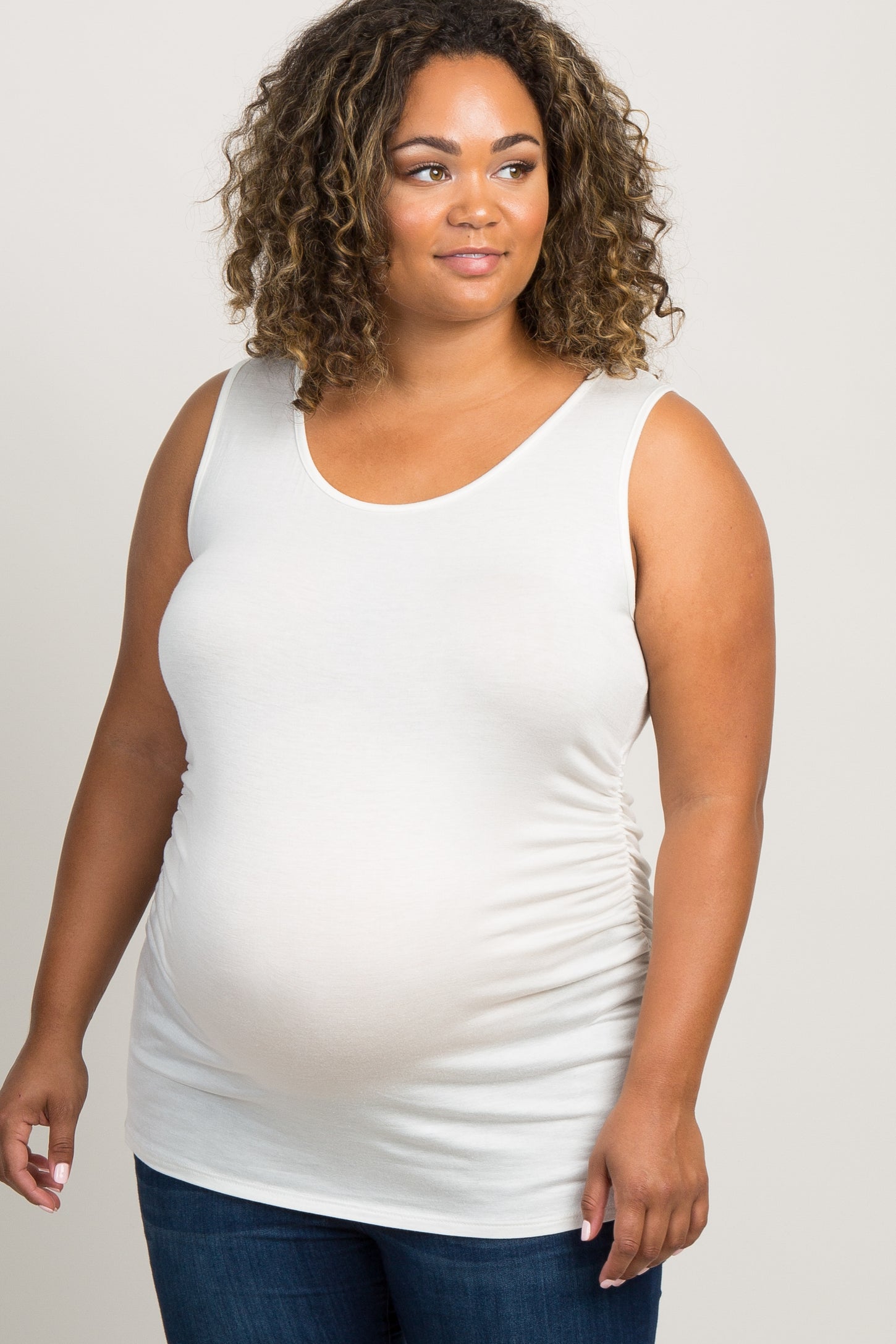 White Fitted Maternity Tank Top