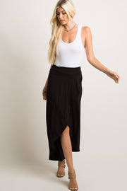 Black Hi-Low Wrap Skirt