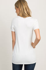 PinkBlush Ivory Ruffle Neckline Top