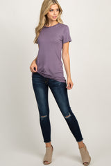 Lavender Ruffle Neckline Top