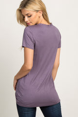 Lavender Ruffle Neckline Top