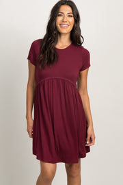 PinkBlush Burgundy Solid Crochet Trim Shift Dress