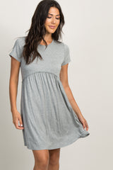 PinkBlush Grey Solid Crochet Trim Shift Dress