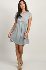 PinkBlush Grey Solid Crochet Trim Shift Dress