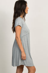 PinkBlush Grey Solid Crochet Trim Shift Dress