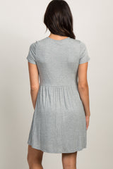 PinkBlush Grey Solid Crochet Trim Shift Dress