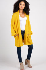 Yellow Knit Puff Sleeve Cardigan