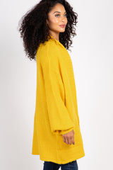 Yellow Knit Puff Sleeve Cardigan