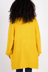 Yellow Knit Puff Sleeve Cardigan