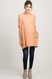 Peach Pocketed Dolman Sleeve Maternity Top