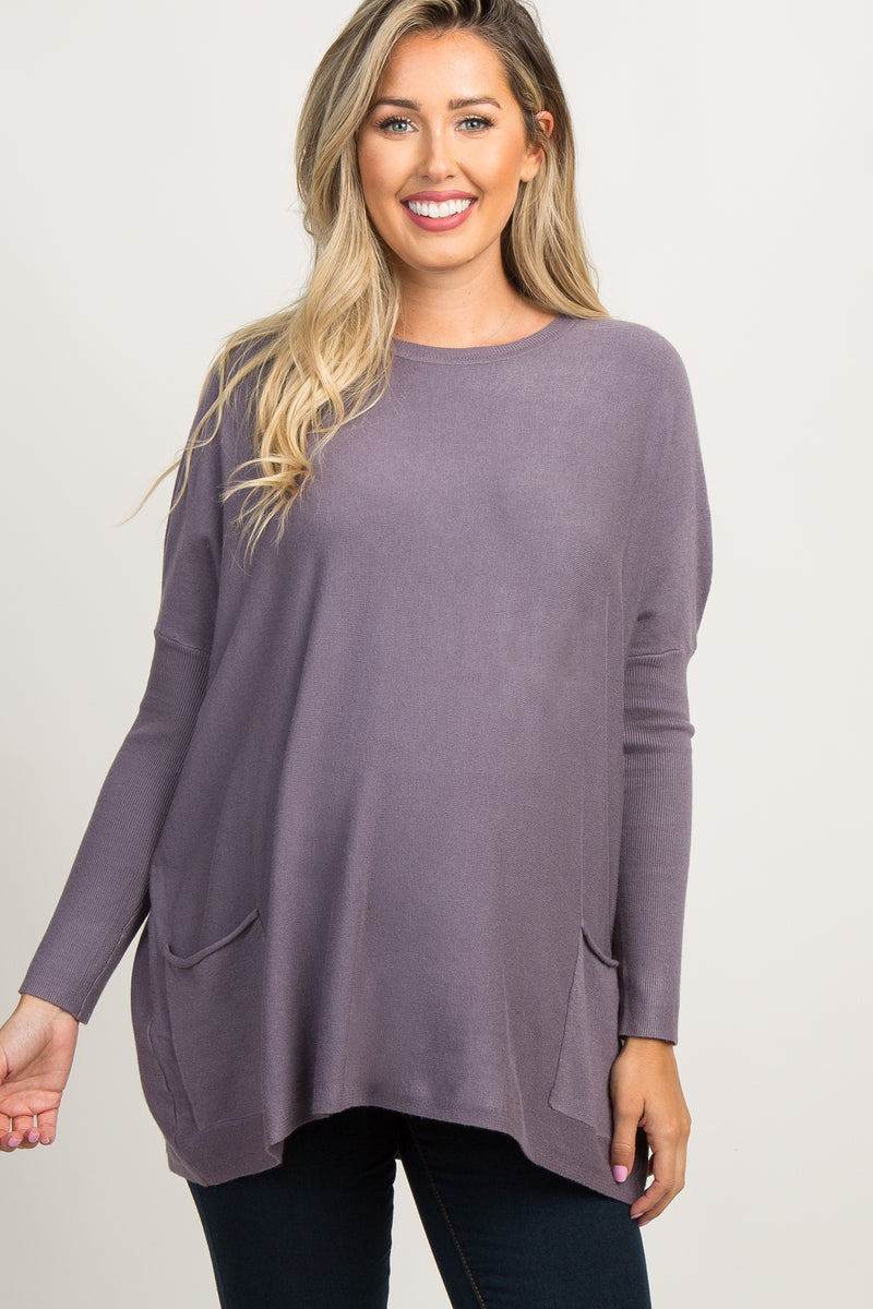 Purple Pocketed Dolman Sleeve Maternity Top – PinkBlush