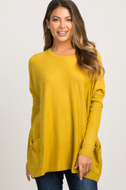 Yellow Pocketed Dolman Sleeve Top