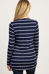 Navy Striped Knotted Maternity Top