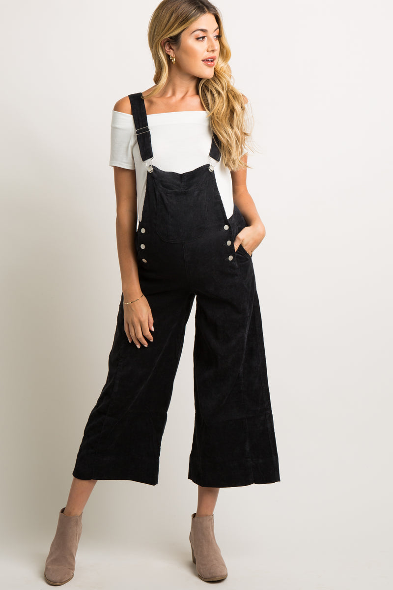 Black Corduroy Pocket Front Maternity Overalls – PinkBlush