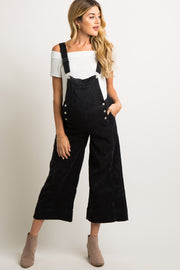 Black Corduroy Pocket Front Maternity Overalls