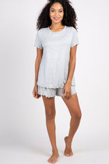 Heather Grey Ruffle Trim Pajama Set