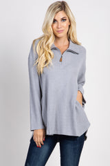 Silver Grey Half Zipper Knit Sweater