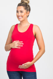 Red Fitted Maternity Tank Top