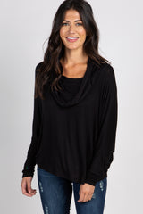 Black Dolman Sleeve Cowl Neck Top