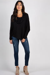 Black Dolman Sleeve Cowl Neck Top