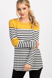 PinkBlush Mustard Striped Colorblock Top