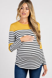 PinkBlush Mustard Striped Colorblock Maternity Top