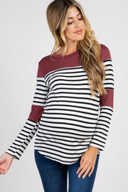 PinkBlush Burgundy Striped Colorblock Maternity Top