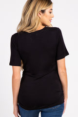 Black Basic V-Neck Maternity Top