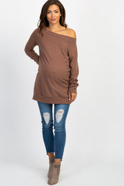 Mocha Basic Maternity Sweater