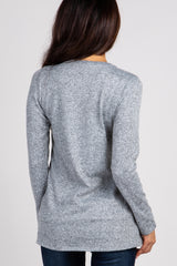 Heather Grey Layered Wrap Hem Nursing Top