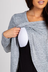 Heather Grey Layered Wrap Hem Nursing Top