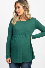 PinkBlush Forest Green Soft Knit Peplum Maternity Top