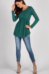 PinkBlush Forest Green Soft Knit Peplum Top