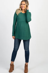 PinkBlush Forest Green Soft Knit Peplum Maternity Top