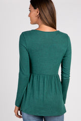 PinkBlush Forest Green Soft Knit Peplum Top