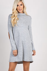 PinkBlush Heather Grey Knit Cowl Neck Shift Dress