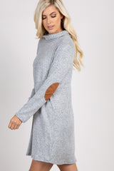 PinkBlush Heather Grey Knit Cowl Neck Shift Dress