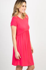 PinkBlush Coral Solid Crochet Trim Shift Dress