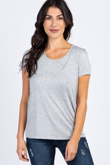 Heather Grey Short Sleeve Nursing Top