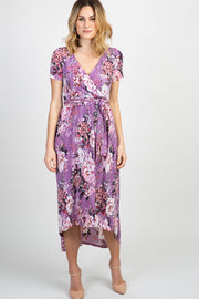 PinkBlush Lavender Floral Hi-Low Wrap Dress