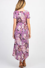 PinkBlush Lavender Floral Hi-Low Wrap Maternity Dress