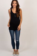 PinkBlush Black Button Accent Maternity Tank Top