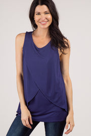 PinkBlush Navy Solid Sleeveless Nursing Top