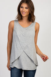 PinkBlush Heather Grey Solid Sleeveless Nursing Top