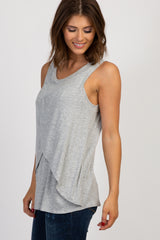 PinkBlush Heather Grey Solid Sleeveless Nursing Top