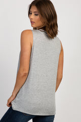 PinkBlush Heather Grey Solid Sleeveless Nursing Top