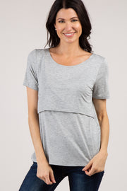 PinkBlush Heather Grey Solid Short Sleeve Nursing Top