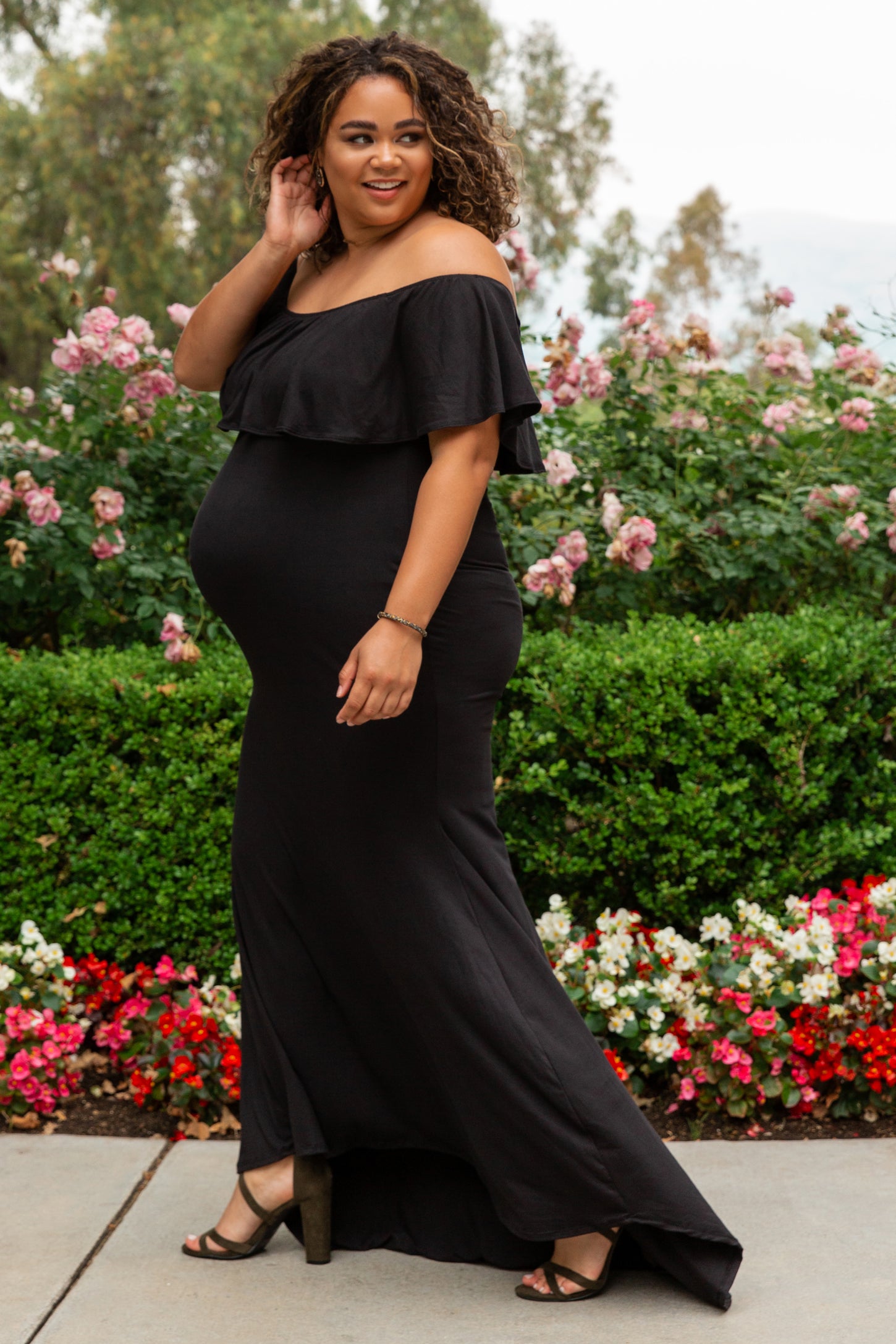 Off Shoulder Maternity Dresses for Photoshoot Long Puffy Sleeve